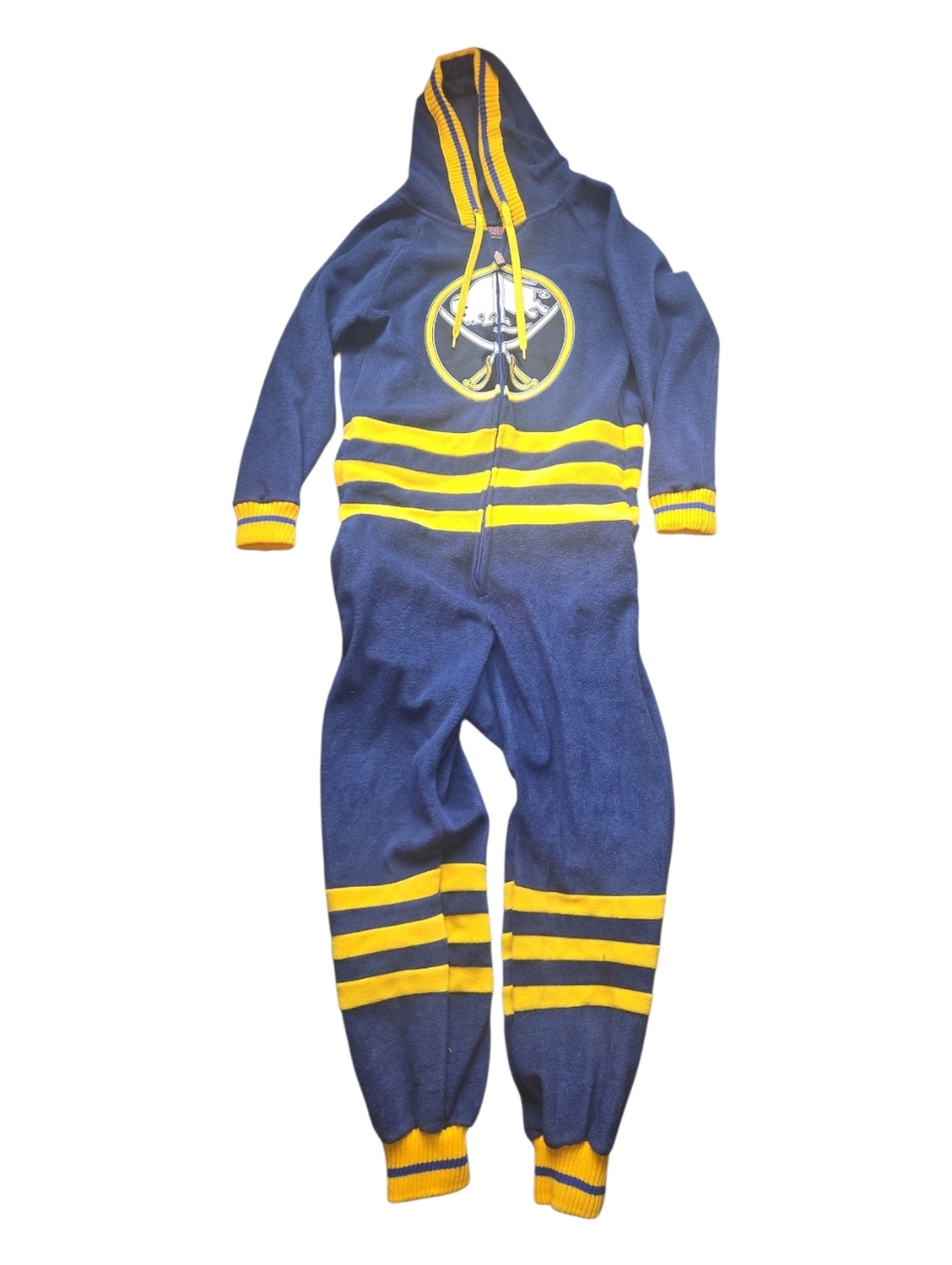 Buffalo Sabres Hockey Sockey Navy & Yellow Hooded One-Piece Jumpsuit Size S